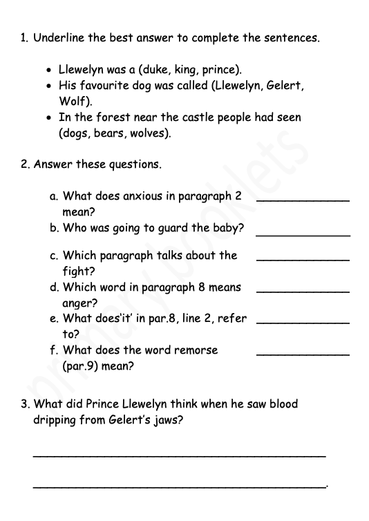 English Comprehension year 6