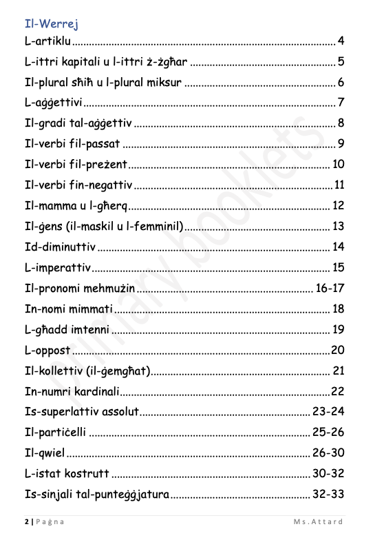 Maltese Revision Booklet year 6