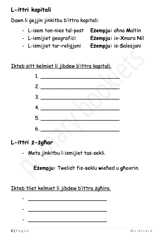 Maltese Revision Booklet year 6