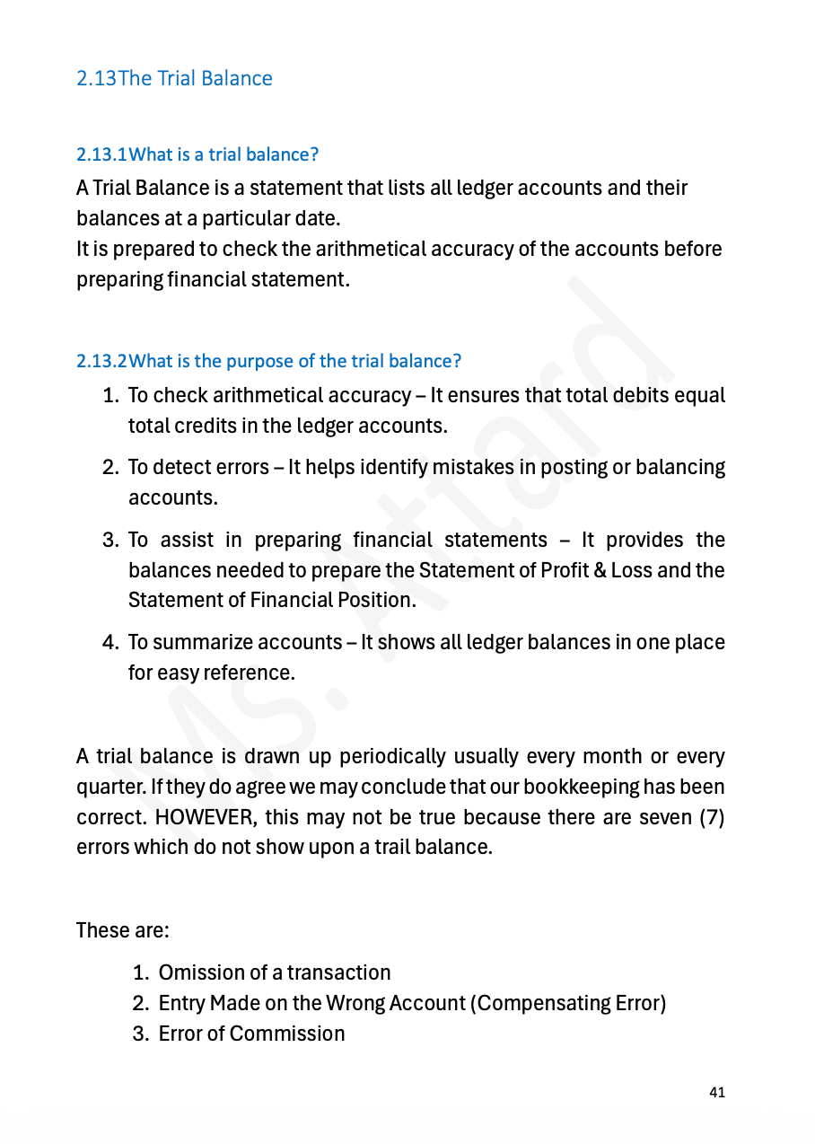 Accounts Short Notes | O'Level