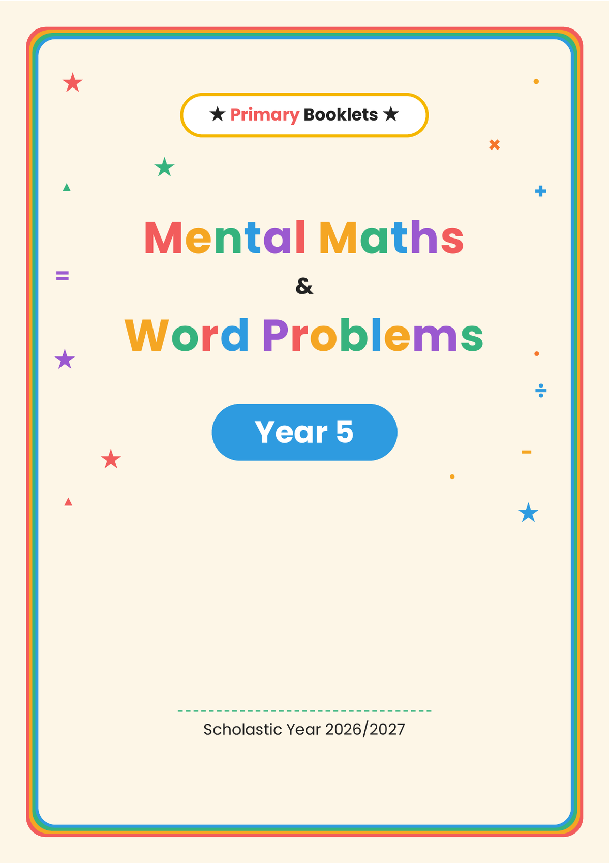 Maths Mental Paper Booklet | Year 5