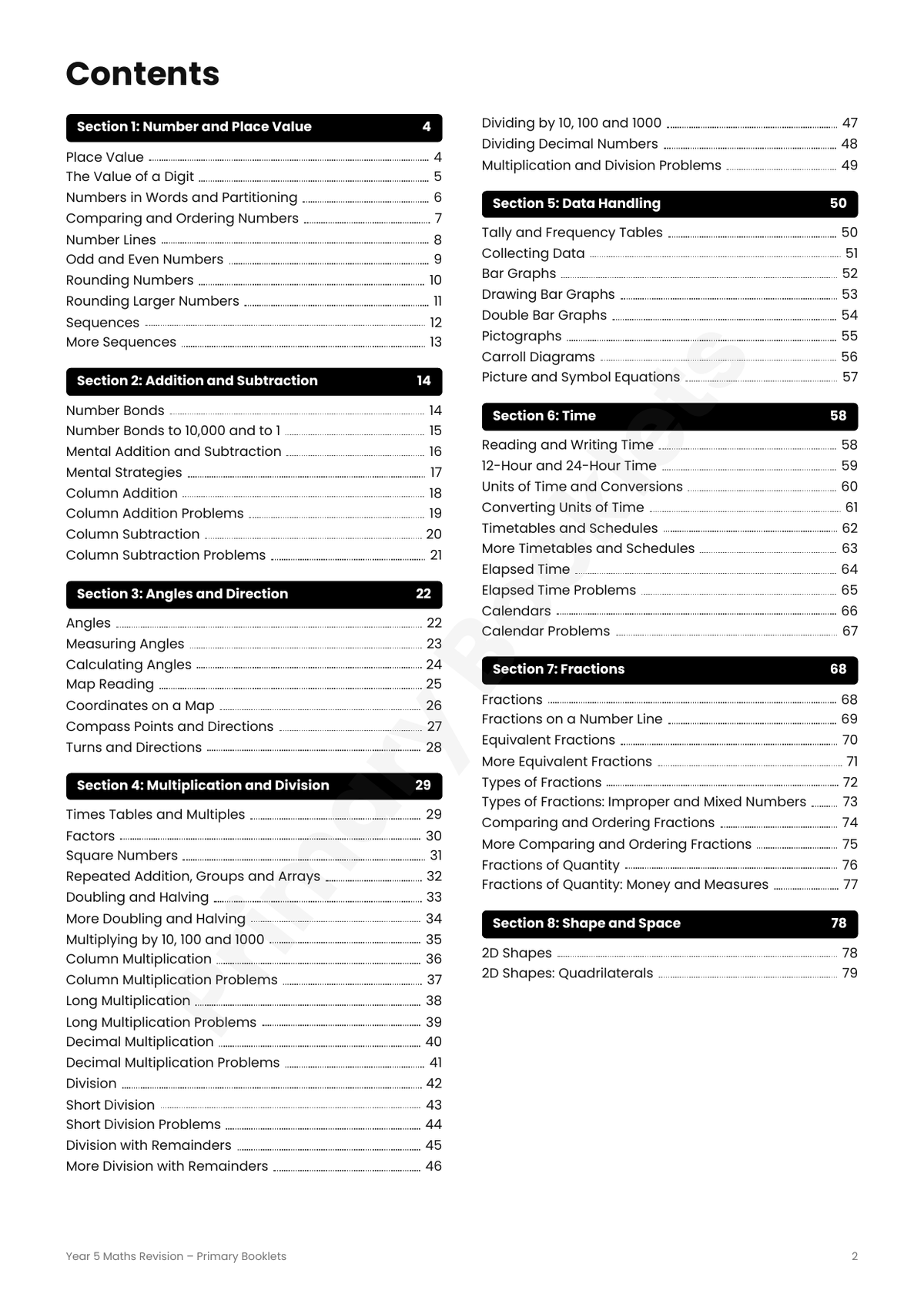 Maths Revision Booklet | Year 5