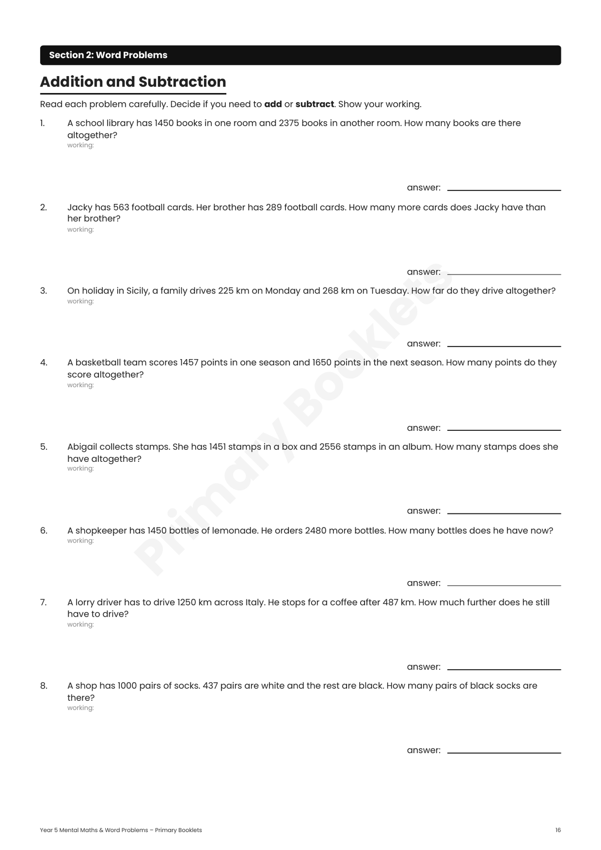 Maths Mental Paper Booklet | Year 5