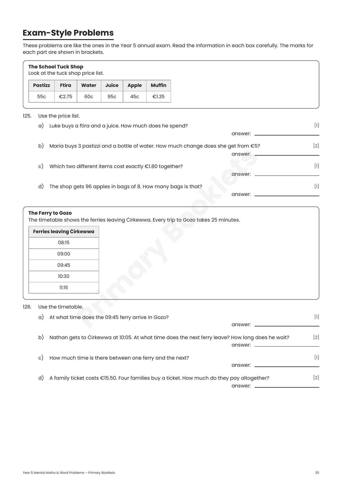 Maths Mental Paper Booklet | Year 5