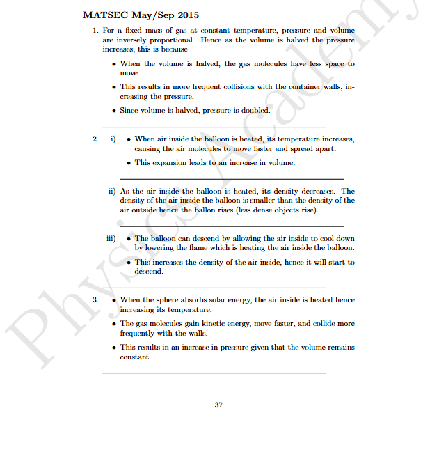 Physics Explain Questions Model Answers