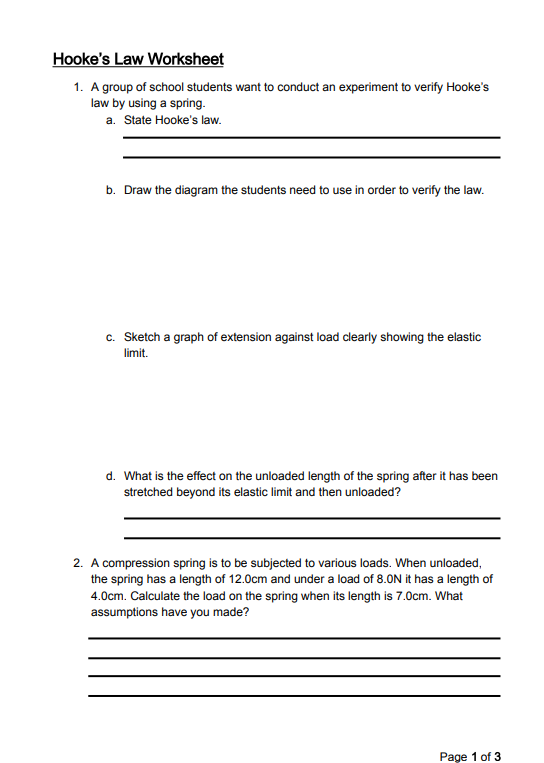 Hooke's Law Exercises