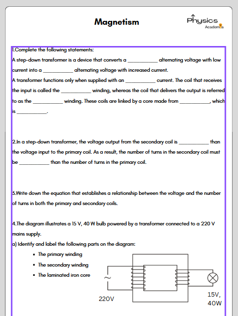 Magnetism & Electromagnetism Exercises