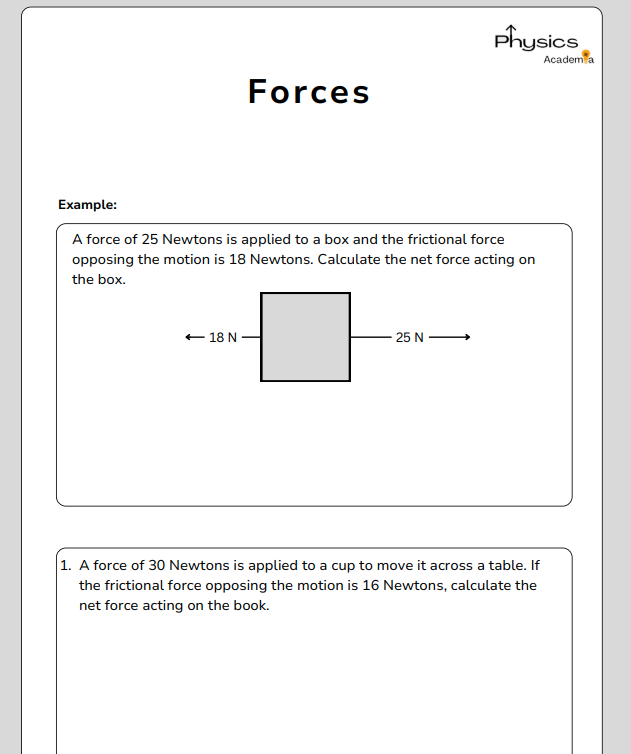 Force Exercises Forces Exercises – Physics Academy